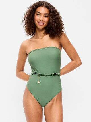 Strapless Belted One-Piece Swimsuit | Old Navy (US)