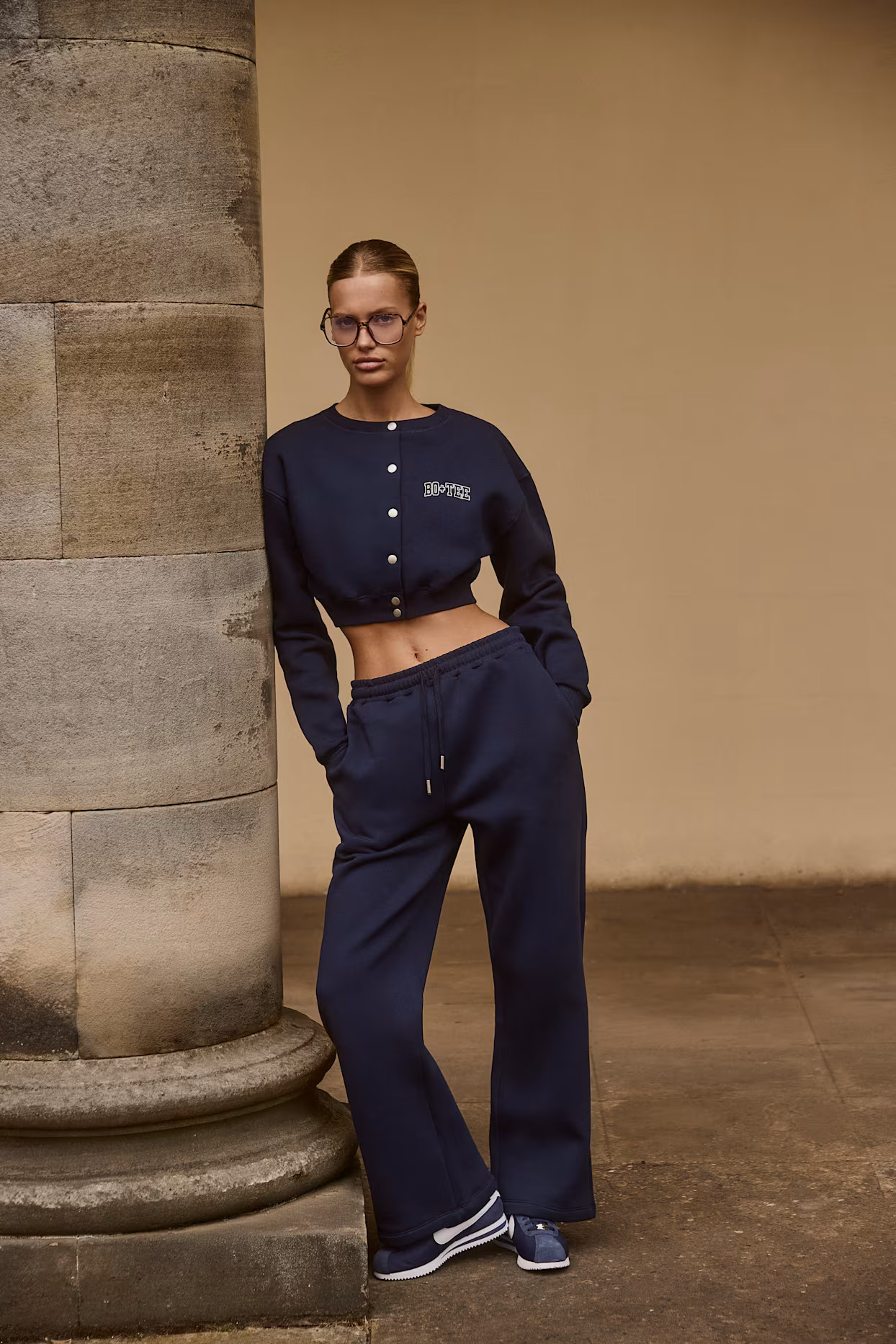 Wide-Leg Joggers in Classic Navy | Oh Polly