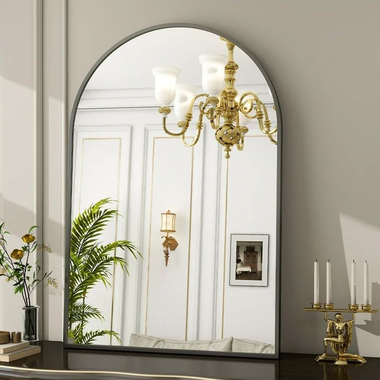 BEAUTYPEAK 26"x 38" Bathroom Mirror Wall Vanity Arched Mirror, Black - Walmart.com | Walmart (US)