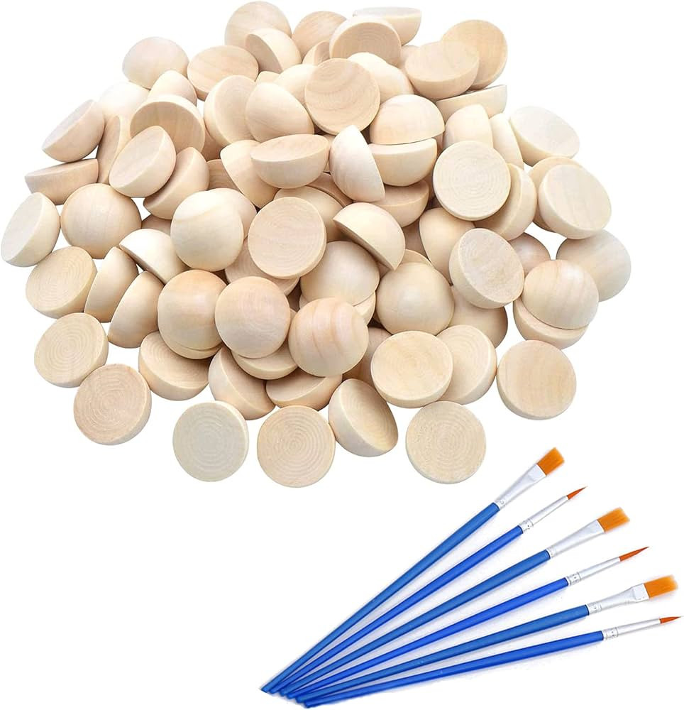 hesmartly 120 pcs Half Wood Balls 15mm Unfinished Half Wooden Balls Split Wood Balls for DIY Proj... | Amazon (US)