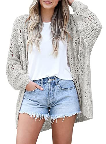 Womens Crochet Cardigan Sweater Kimonos Boho Solid Color Oversized Summer Open Front Outwear | Amazon (US)