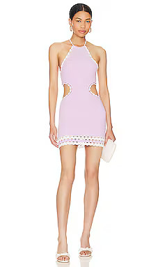MAJORELLE Mallika Crochet Cut Out Mini Dress in Lilac & White from Revolve.com | Revolve Clothing (Global)