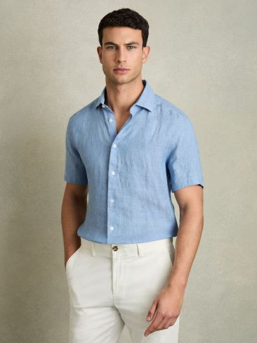 Slim Fit Linen Shirt | Reiss UK