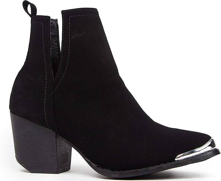 J. Adams Tess Booties for Women - Slip Mid Block Heel | Amazon (US)