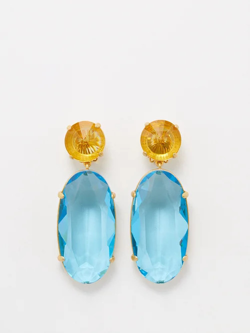 Roxanne Assoulin - Such A Jewel Crystal Clip Earrings - Womens - Blue Yellow | Matches (US)