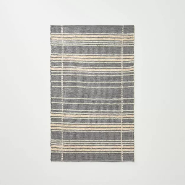 Wool Blend Variegated Stripe Rug Dark Gray - Hearth & Hand™ with Magnolia | Target