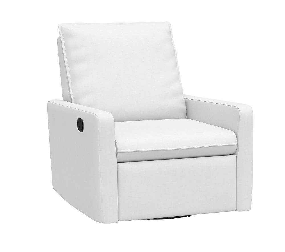 Paxton Swivel Glider & Recliner, Linen Blend White | Pottery Barn Kids