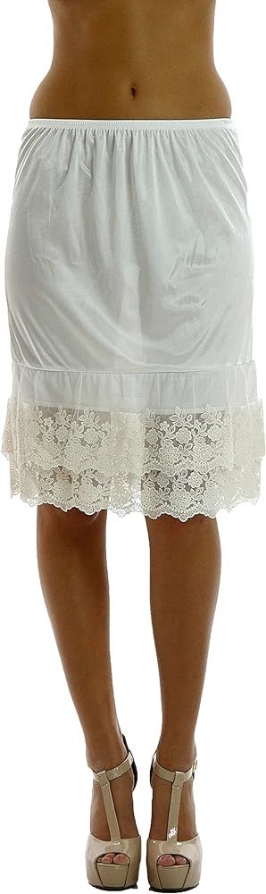 Melody Double Lace Half Slip Satin Skirt Extender- 21" length | Amazon (US)