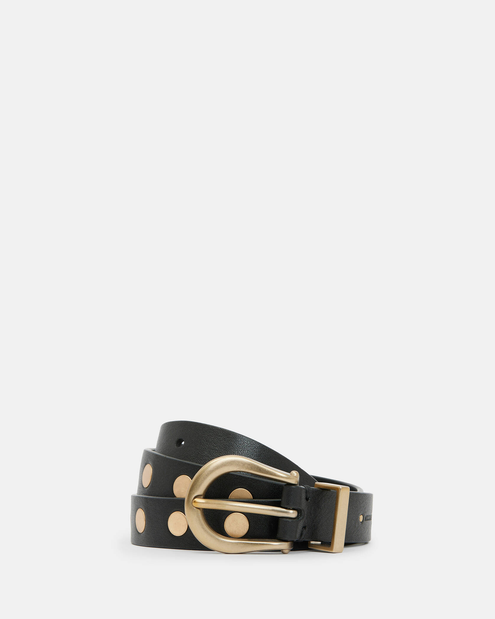 Michaela Studded Leather Belt BLACK/WARM BRASS | ALLSAINTS | AllSaints UK