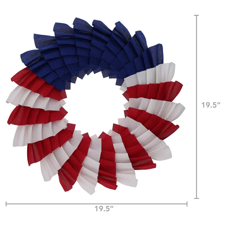 Layered Fabric Wreath, Red/White/Blue, 19.25", Patriotic by Way To Celebrate - Walmart.com | Walmart (US)