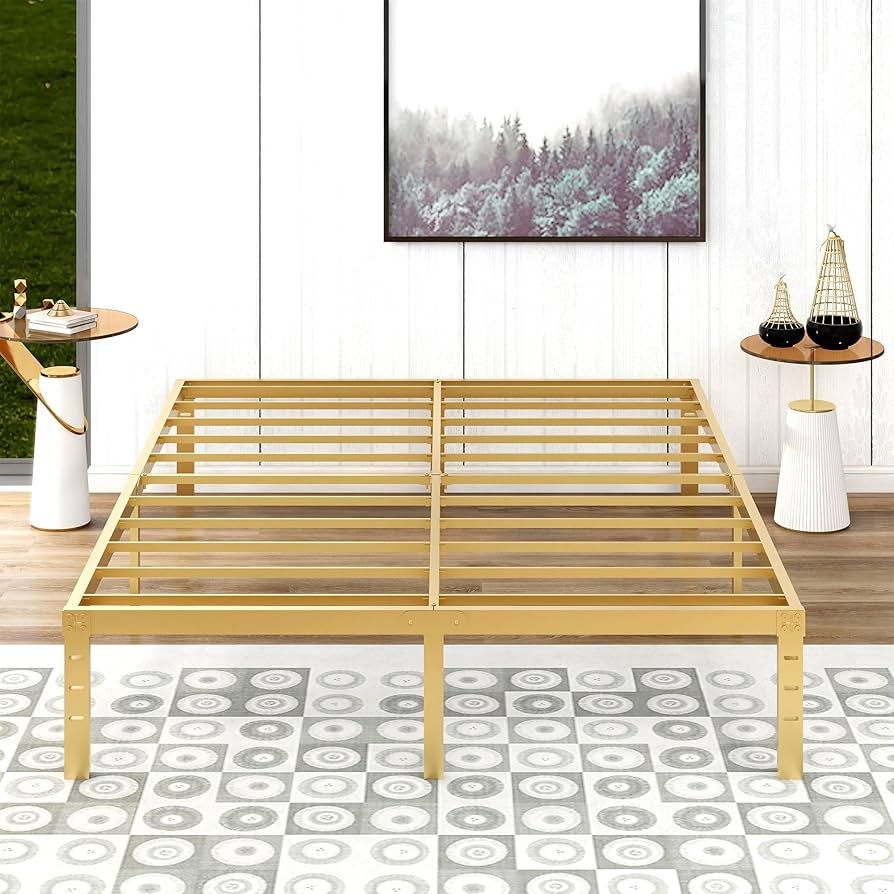 Amazon.com: alazyhome Queen Size Bed Frame 14 Inch Metal Platform Bed Frame Heavy Duty Steel Slat... | Amazon (US)