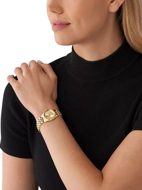 Michael Kors Women's Lexington 3-Hand Stainless Steel Watch Mk4741 - Gold | Very (UK)