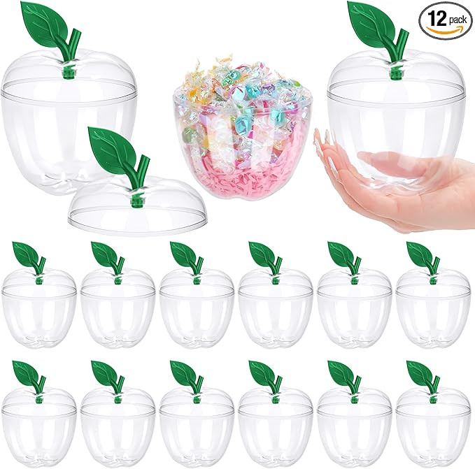 Aneco 12 Pack Clear Apple Container Teacher Appreciation Gift Candy Box Valentine Wedding Party T... | Amazon (US)