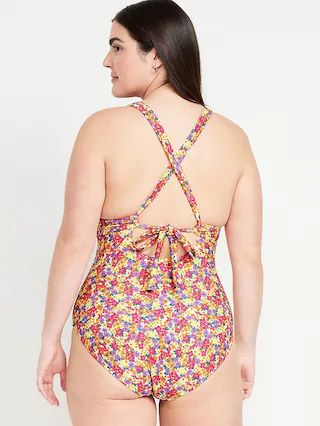 Tie-Back One-Piece Swimsuit | Old Navy (CA)