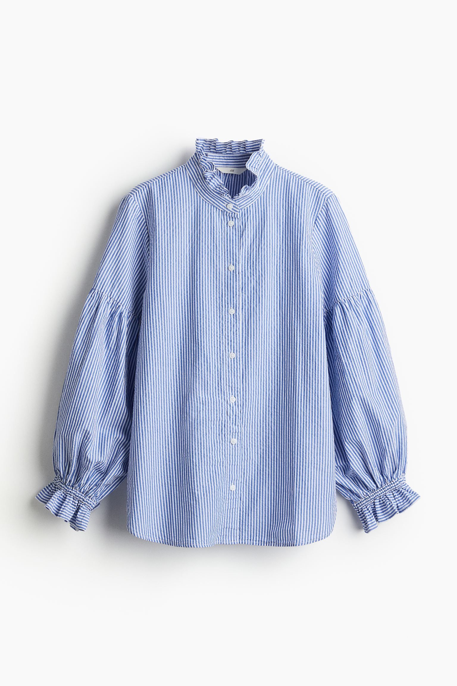 Frill-trimmed seersucker blouse | H&M (UK, MY, IN, SG, PH, TW, HK)