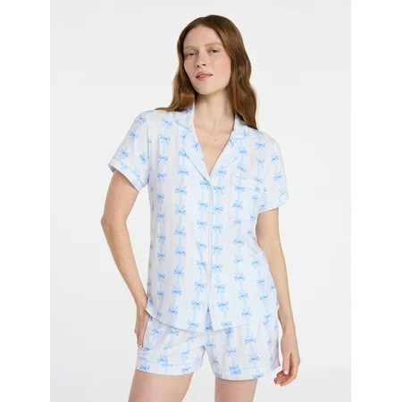 Joyspun Women’s Dreamy Soft Collection Bridal Knit Top and Shorts Pajama Set, 2-Piece, Sizes XS-3X | Walmart (US)