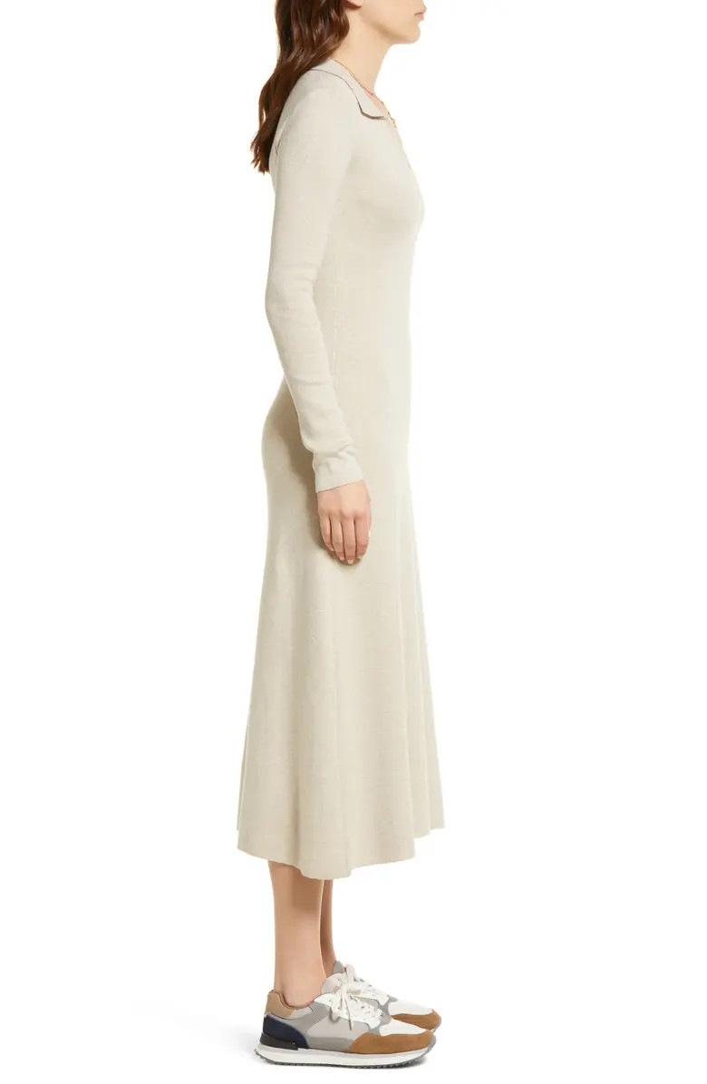 Treasure & Bond Long Sleeve Cotton Blend Rib Polo Sweater Dress | Nordstrom | Nordstrom