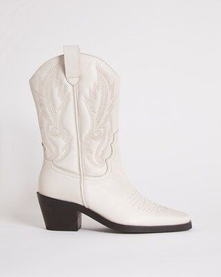 Shania Leather Western Embroidered Cowboy Boots Wide Fit | Simply Be (UK)