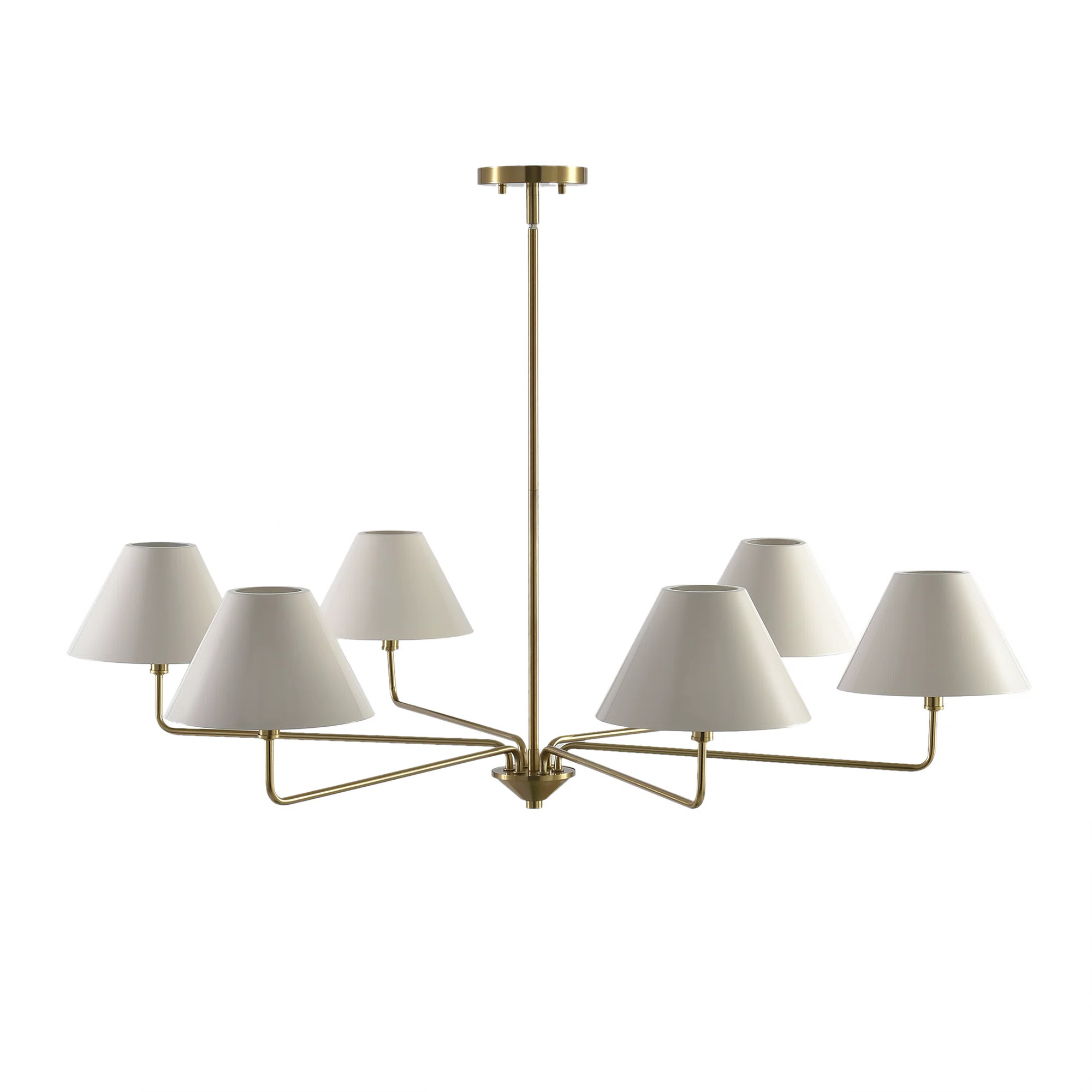 Mid-Century Modern Brass 6-Light Chandelier with Shades | Joss & Main