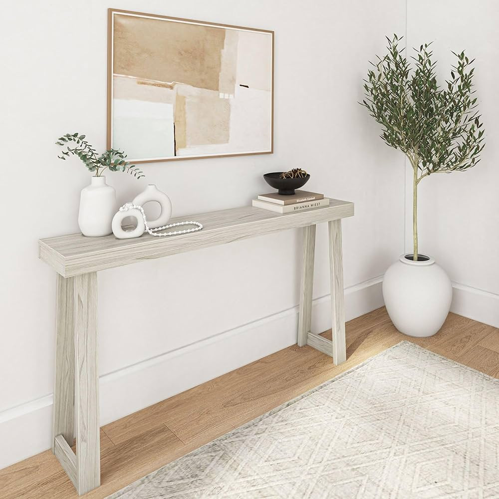 Plank+Beam Solid Wood Console Table, 56 Inch, Sofa Table, Narrow Entryway Table for Hallway, Behi... | Amazon (US)