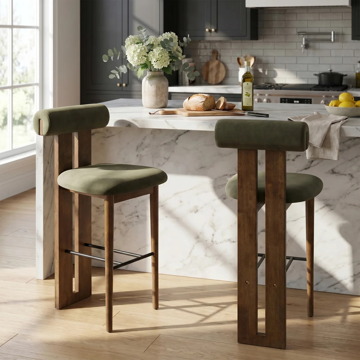 Cianciulli 29.5” Seat Height Upholstered Bar Stools With Rubberwood Frame (Set of 2) | Wayfair North America