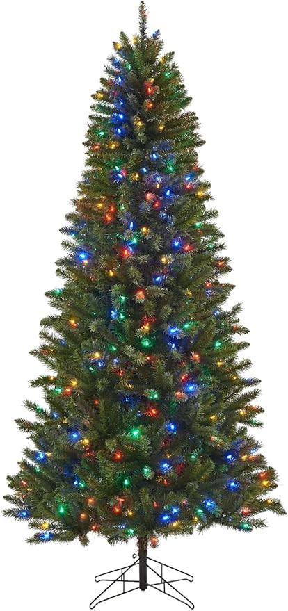 Honeywell 7.5 ft Pre-Lit Christmas Tree, Eagle Peak Pine Artificial Christmas Tree with 450 Color... | Amazon (US)