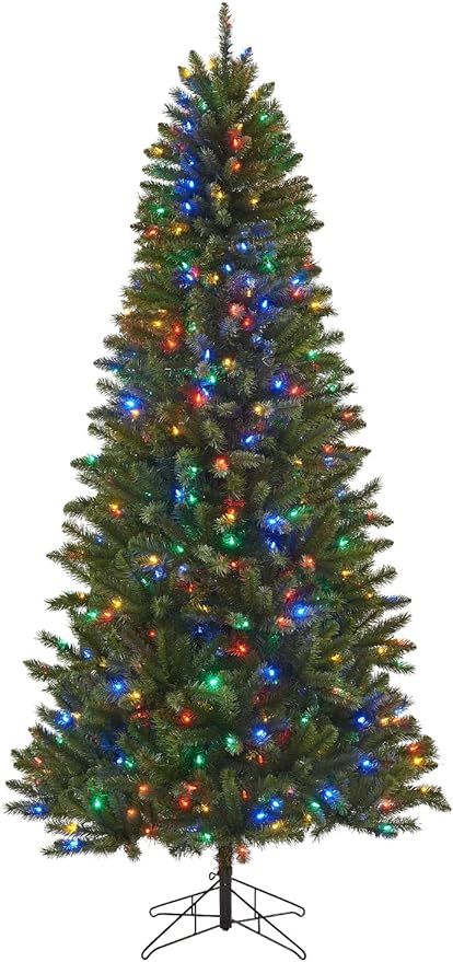 Honeywell 7.5 ft Pre-Lit Christmas Tree, Eagle Peak Pine Artificial Christmas Tree with 450 Color... | Amazon (US)