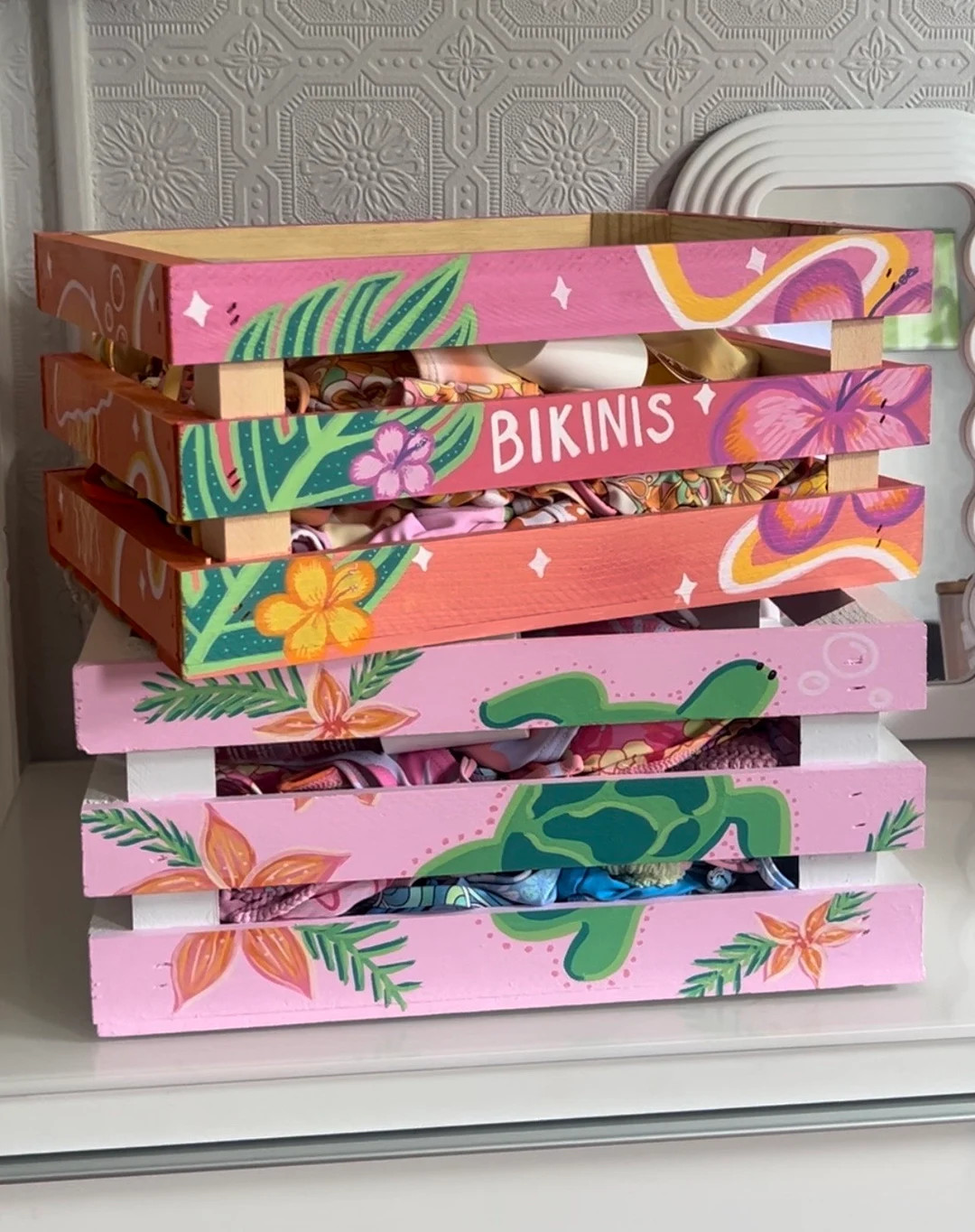 Tropical Coconut Girl Bikini Box Storage Crate - Etsy | Etsy (US)