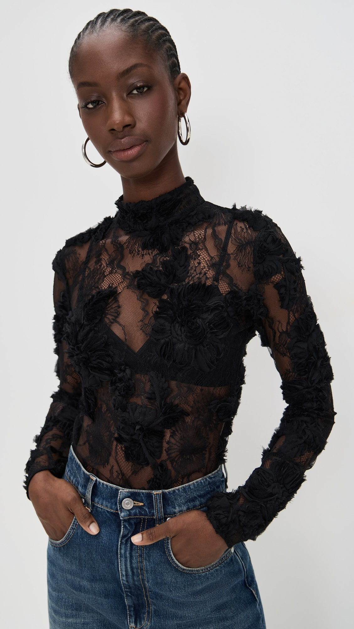Freja Lace Black Top | Shopbop