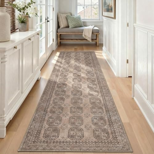 Kuden 2'6"x10 Runner Rug, Machine Washable Area Rug with Non-Slip Backing, Vintage Style, Soft, E... | Amazon (US)
