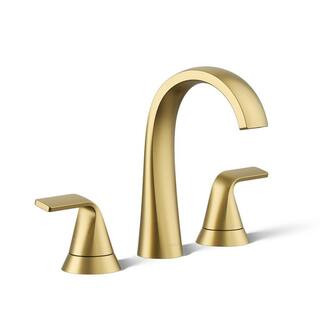KOHLER Cursiva 8 in. Widespread Double Handle Bathroom Faucet in Vibrant Brushed Moderne Brass K-... | The Home Depot