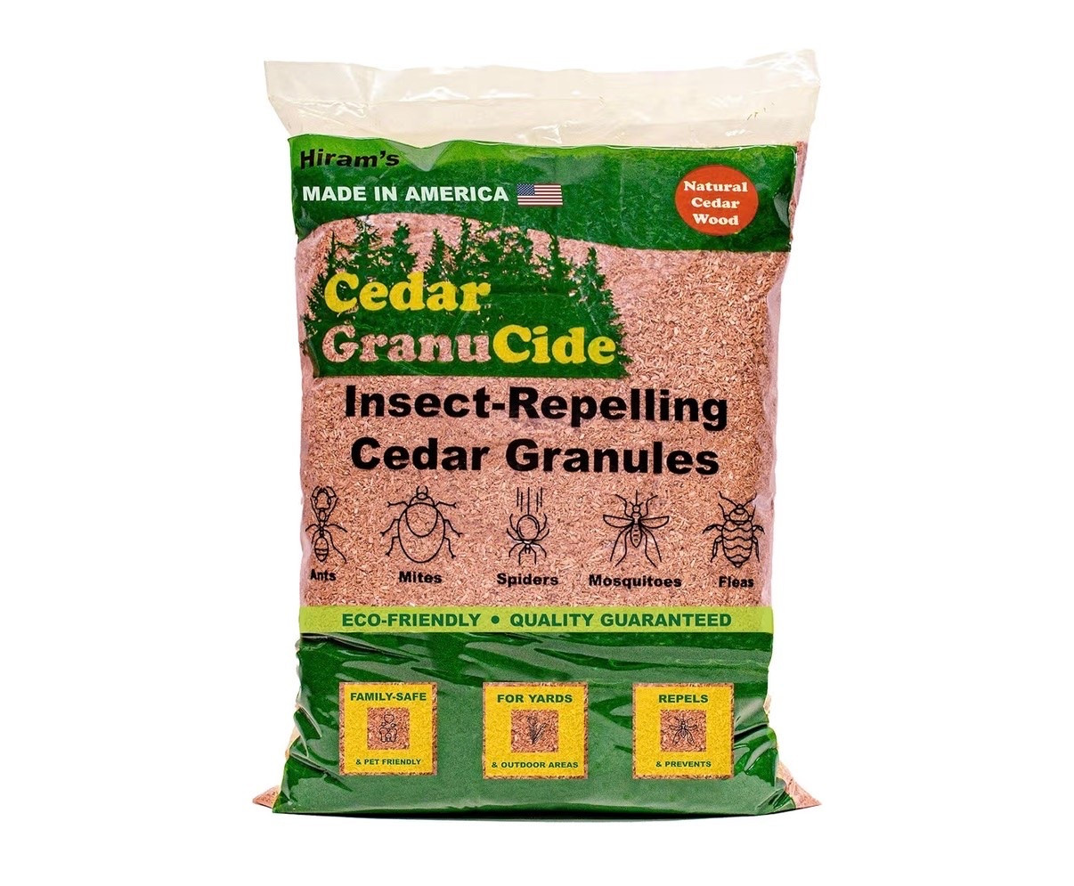 GranuCide Cedar Granules | Cedar Chips for Home & Garden | Repels Ants, Aphids, Spiders, Mosquitos | Smells Great & Easy to Use | 1 Bag (8 lbs)

Nontoxic summer insect repellent