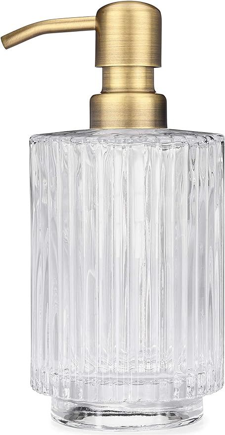 Rail19 Parisian Clear Fluted Glass Soap Dispenser - Refillable Lotion & Hand Soap for Kitchen and... | Amazon (US)