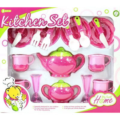 Link Ready! Set! Play!18 Piece Deluxe Pink Tea Set For Kids With Tea Pots, Cups, Dishes And Kitchen Utensils | Target
