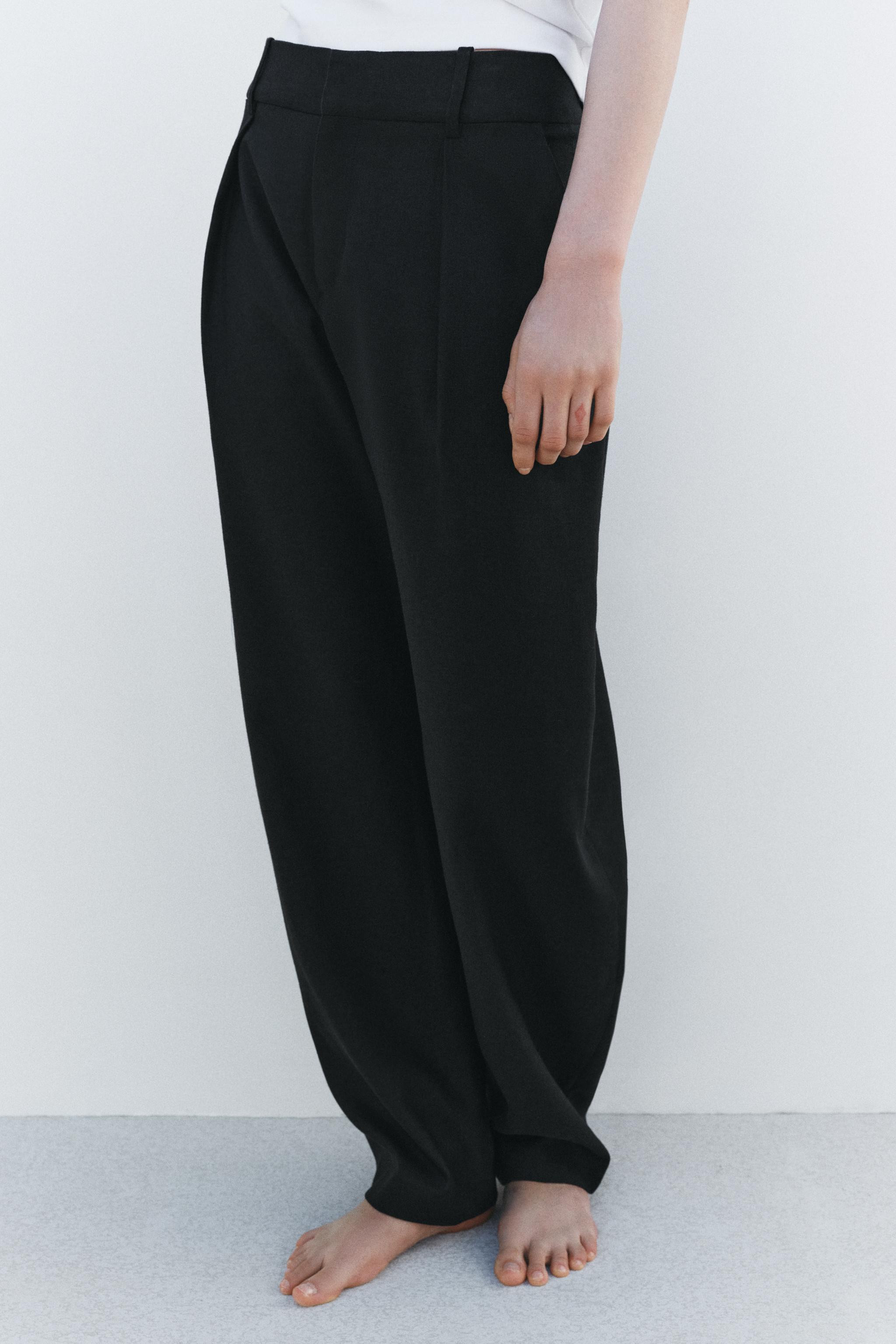 ZW COLLECTION LINEN BARREL PANTS | Zara US