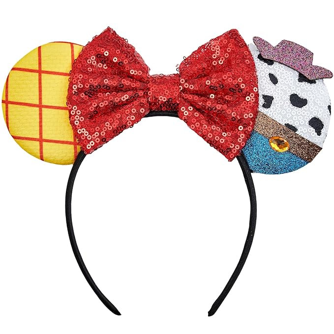 Mouse Ear Headbands for Women Giltter Bow Headband for Girls and Adult Birthday Party Decorations... | Amazon (US)