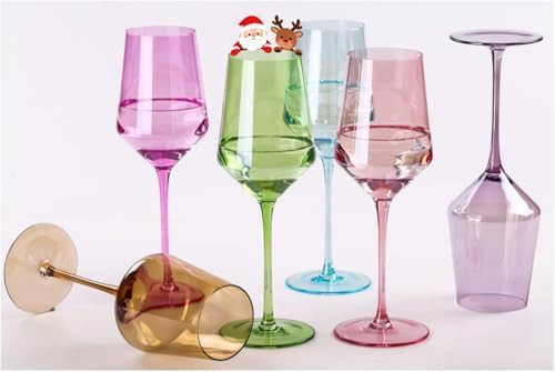 Physkoa Colored Wine Glasses Set - 15oz Hand-Blown Crystal Wine Glasses with Stem for Party Bar, ... | Amazon (US)