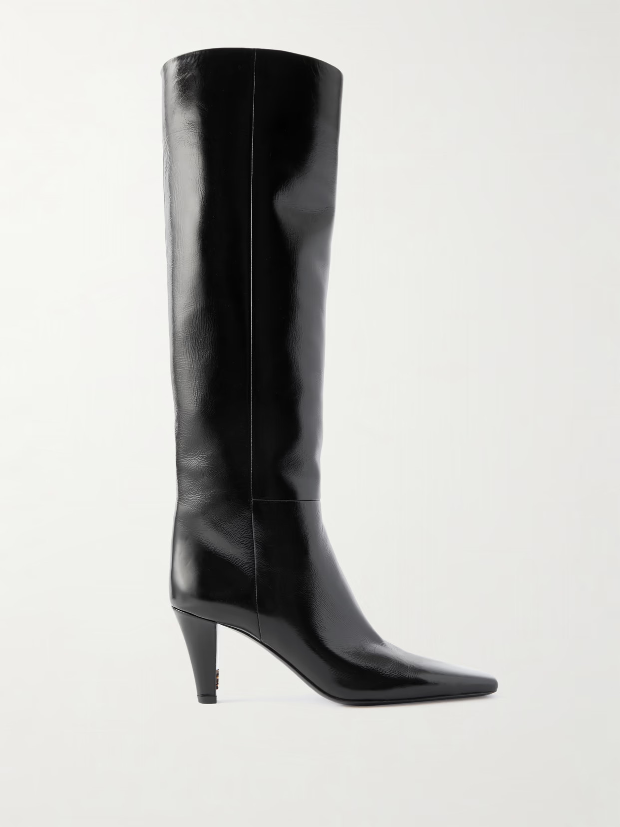 SAINT LAURENT - Jill Glossed-leather Knee Boots - Black | NET-A-PORTER (US)