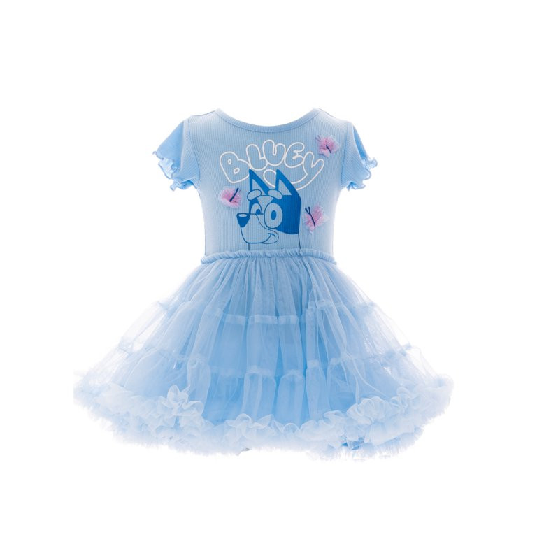 Bluey Toddler Girl Tiered Tutu Dress with 3D Butterflies, Sizes 12M-5T | Walmart (US)