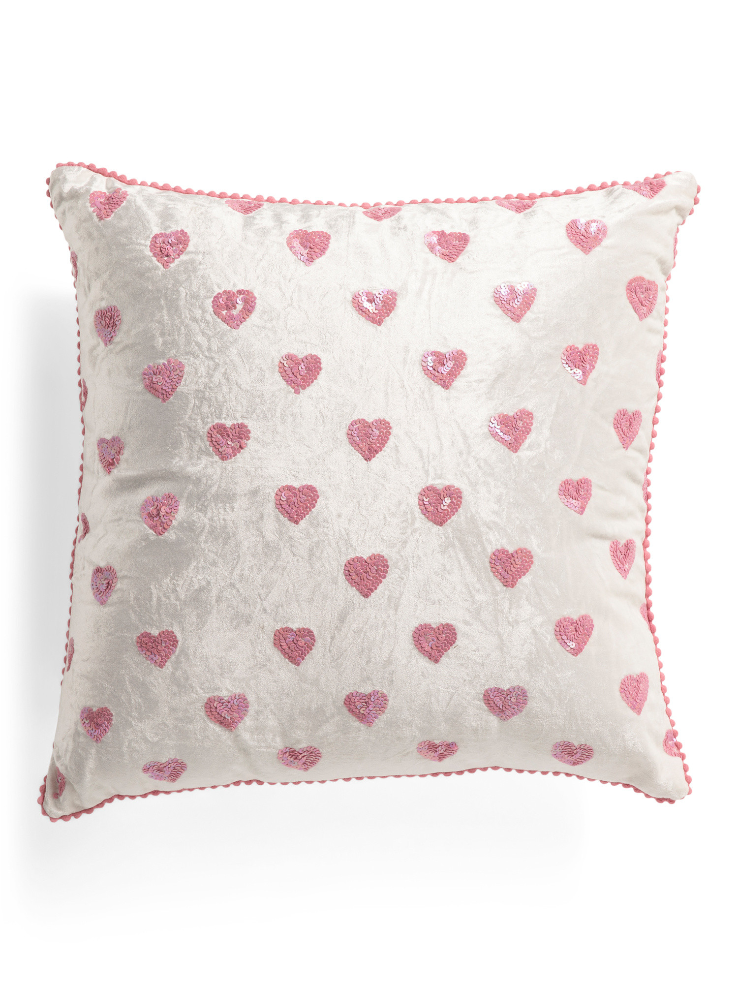 18x18 Sequin Hearts On Velvet Pillow | TJ Maxx