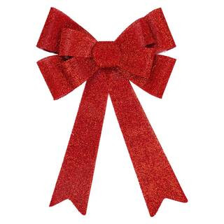 Northlight 16 in. W LED Lighted Red Tinsel Christmas Bow Decoration 34902105 - The Home Depot | The Home Depot