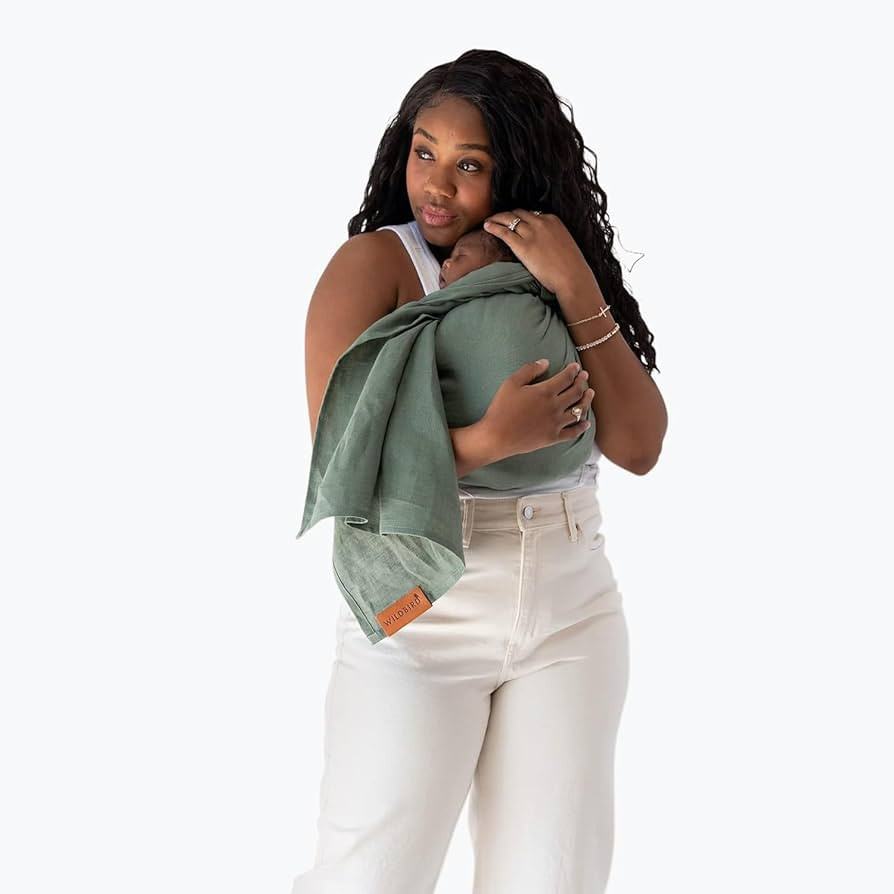 WildBird - Ring Sling Baby Carrier - Newborn to Up to 35 lbs - for Moms, Dads & Caregivers - 100% Natural European Linen Fibers - Versatile & Adjustable - 74” Size - Acadian Fabric & Black Ring | Amazon (US)