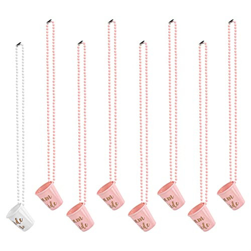 Framendino, 8 Pack Team Bride and to Be Plastic Beaded Shot Glass Necklace Glasses Bridal with Gold Foil for Bachelorette Party Decorations | Amazon (US)