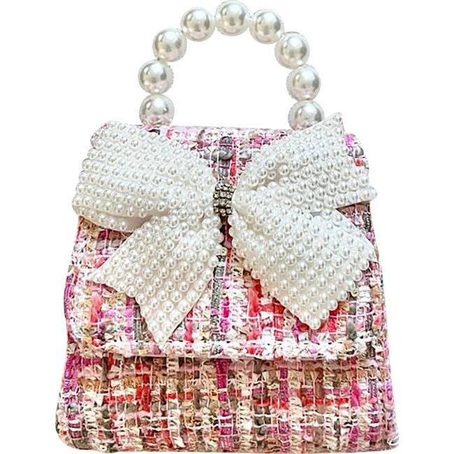 Tea Party Purse With Tweed Pearly Bow, Hot Pink - Ce Ce Co. Bags | Maisonette | Maisonette