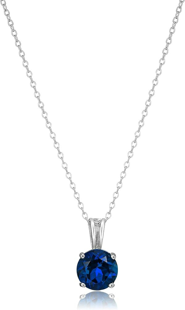 Amazon Essentials Sterling Silver Round Cut Birthstone Pendant Necklace 18" (previously Amazon Co... | Amazon (US)