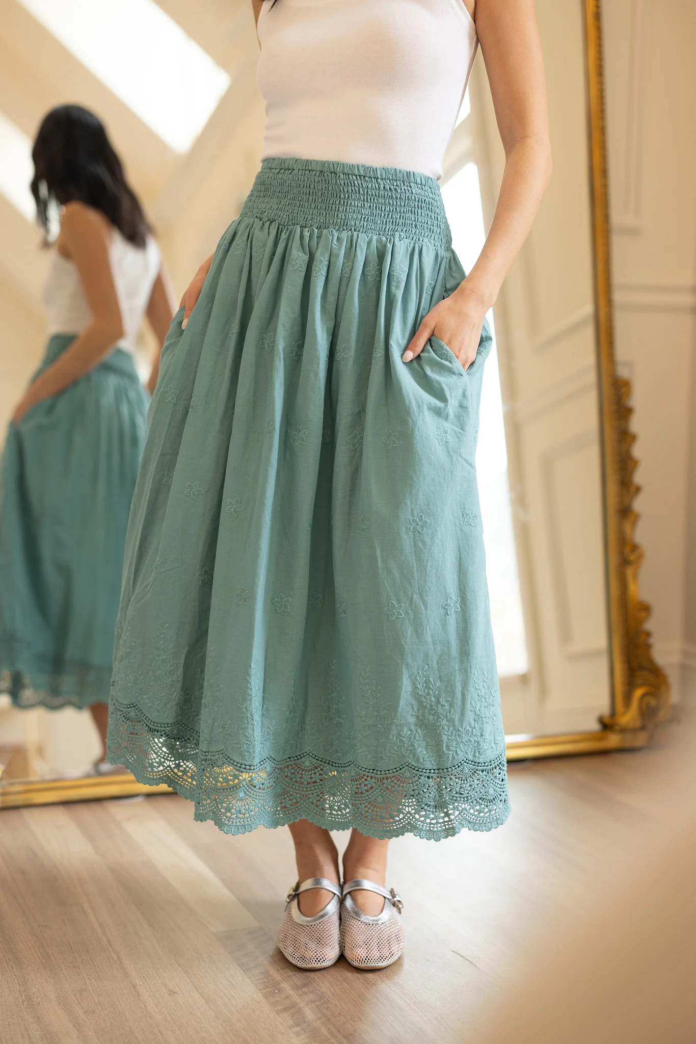 Messina Skirt in Dusty Teal | Ivy City Co