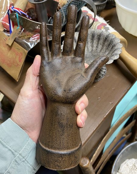 I found this cast iron hand while antiquing yesterday. Unfortunately, this one wasn’t for sale. Luckily I found a great reproduction. The reproduction is also cast iron, and only costs $9.99! 

#LTKhome #LTKfamily #LTKFind