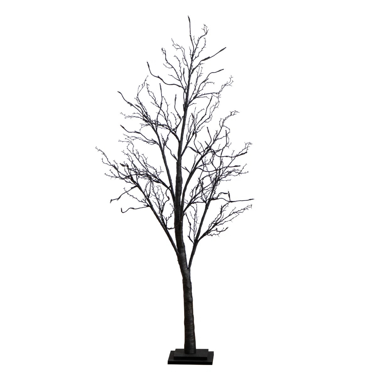 5ft. Pre-Lit Halloween Deluxe Black Twig Artificial Fall Tree with 102 Orange and Purple LED Ligh... | Wayfair North America