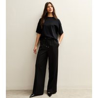 Women's Black Wide Leg Drawstring Trousers New Look | New Look (UK)