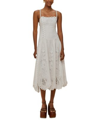 FARM Rio Off White Richilieu Eyelet Midi Dress  | Bloomingdale's Women Dresses | Bloomingdale's (US)